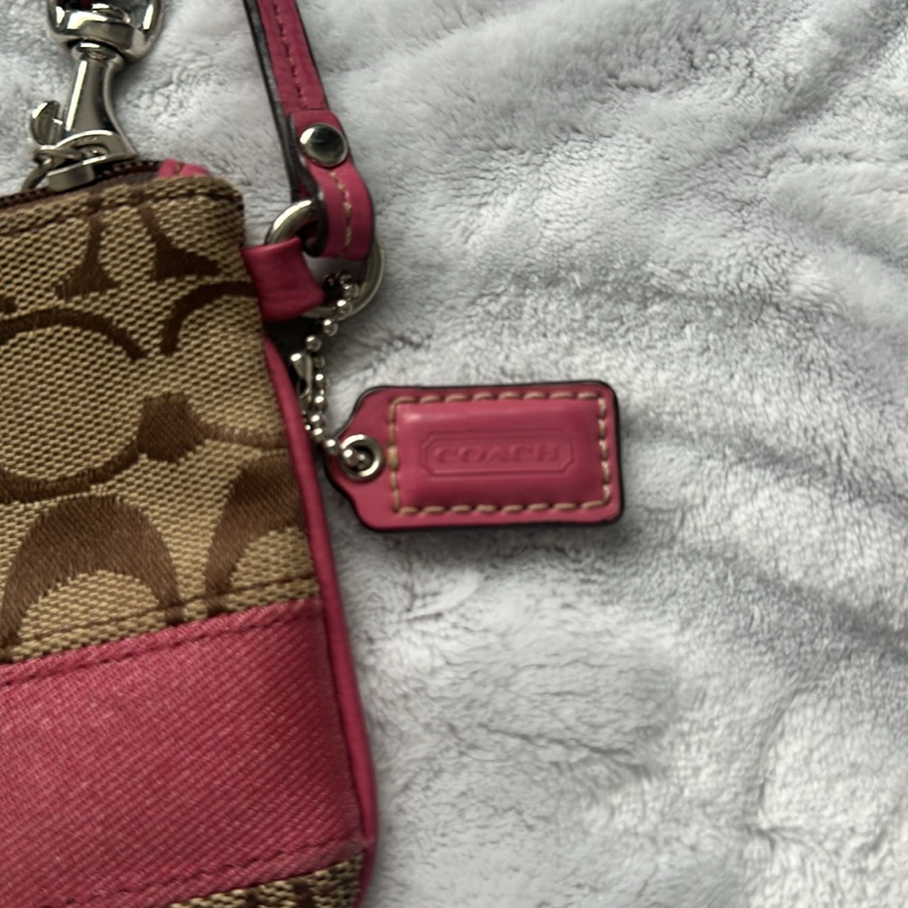 Coach Pink and Brown Monogram Wristlet - Picture 2 of 4